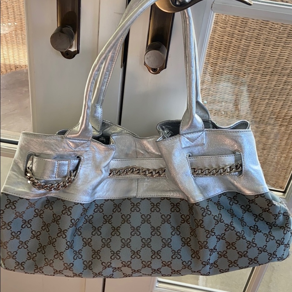 Staccato -made in Italy tote Silver and Aqua -